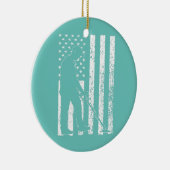 Amerikaanse metaal detecteert Amerikaanse vlag Keramisch Ornament (Rechts)