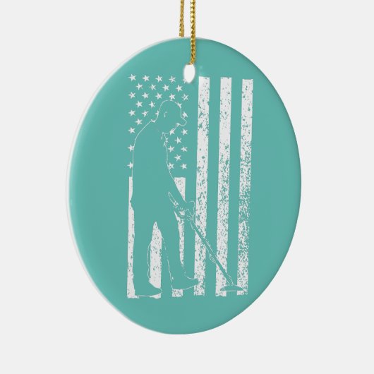 Amerikaanse metaal detecteert Amerikaanse vlag Keramisch Ornament (Rechts)