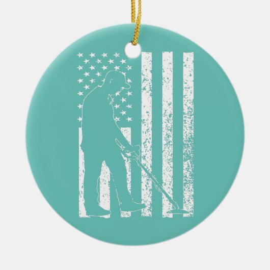 Amerikaanse metaal detecteert Amerikaanse vlag Keramisch Ornament (Voorkant)