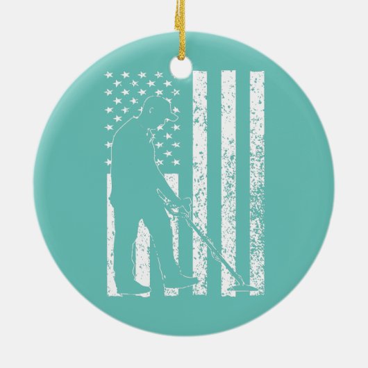 Amerikaanse metaal detecteert Amerikaanse vlag Keramisch Ornament (Achterkant)