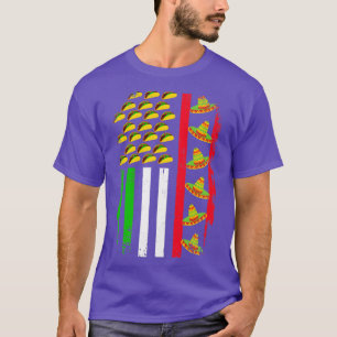 Amerikaanse mexicaanse vlag met sombrero en taco C T-shirt