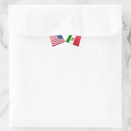 Amerikaanse & Mexicaanse vlaggen Ronde Sticker (Tas)