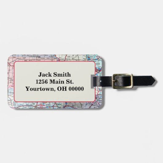 Amerikaanse middenwestkaart bagagelabel (Voorkant horizontaal)