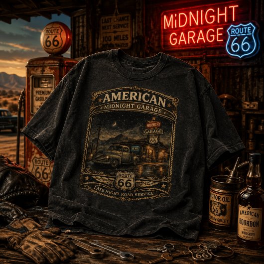 Amerikaanse Midnight Garage Route 66 T-shirt