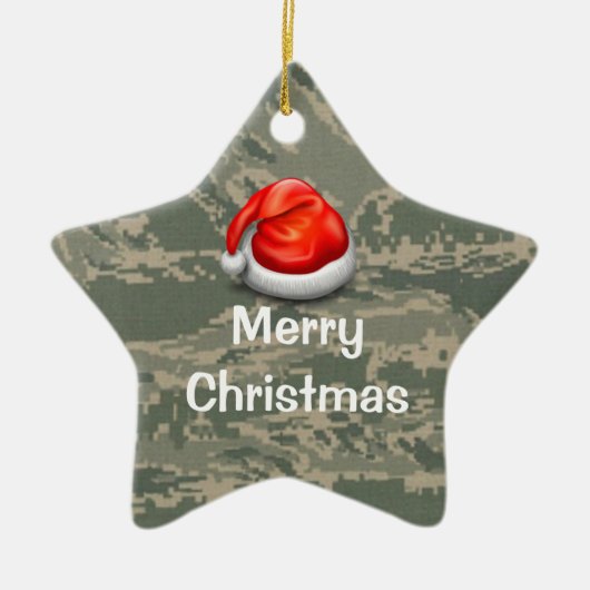 Amerikaanse militaire Camo Star Merry-kerstversier Keramisch Ornament (Voorkant)