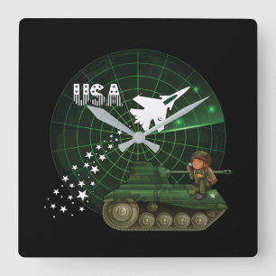 Amerikaanse militaire luchtmacht en aardradarklok vierkante klok