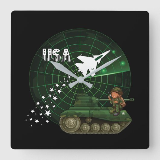 Amerikaanse militaire luchtmacht en aardradarklok vierkante klok (Voorkant)