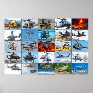 AMERIKAANSE MILITAIRE ROTORCRAFT "MONTAGE" POSTER