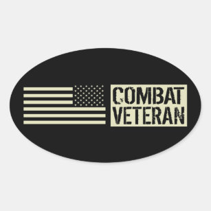 Amerikaanse militairen: Veteraan (Zwarte vlag) Ovale Sticker