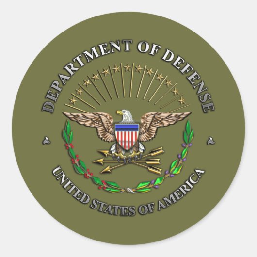 Amerikaanse Ministerie van Defensie Ronde Sticker (Voorkant)