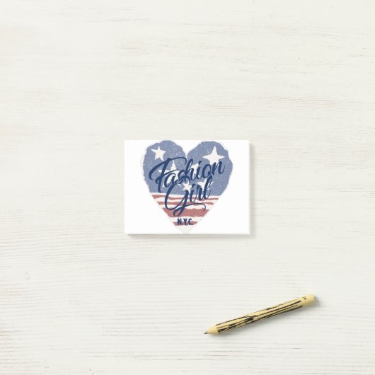 Amerikaanse Mode girl, Amerikaanse hartvlag nyc Post-it® Notes (Op bureau)