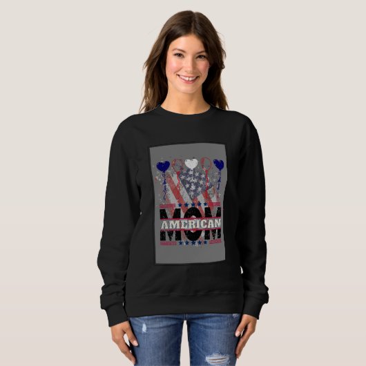 Amerikaanse moeder sweatshirt - Patriottische Vlag (Voorkant volledig)