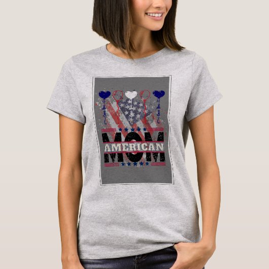 Amerikaanse moeder T-shirt - Patriottische Vlag Ba (Voorkant)