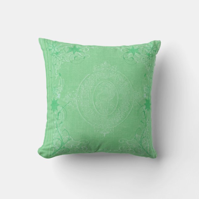 Amerikaanse MoJo Kussens Mint Groen Antieke Scroll (Voorkant)