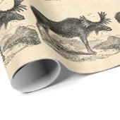  Amerikaanse Moose Illustration Sjabloon 1800s Cadeaupapier (Rol Hoek)