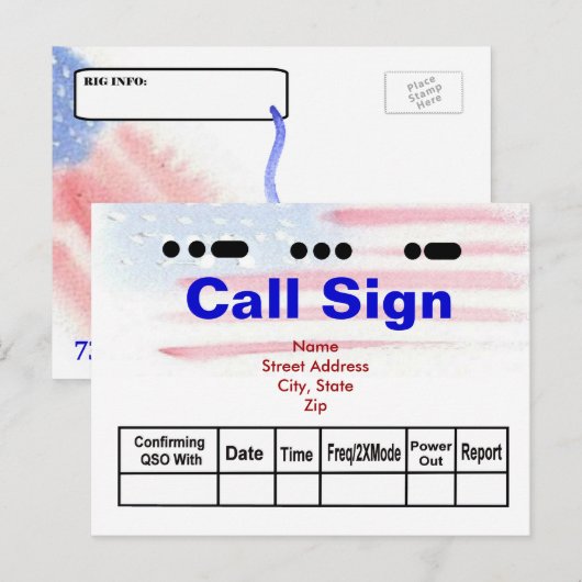 Amerikaanse morse-code en Waterverf-vlaggen QSL-ka Briefkaart (Voorkant / Achterkant)