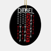 Amerikaanse motor met dieselmotor op vlag keramisch ornament (Rechts)