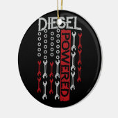 Amerikaanse motor met dieselmotor op vlag keramisch ornament (Links)