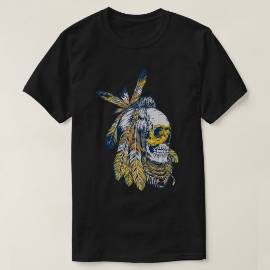 Amerikaanse motorfiele schedel Indische arendriege T-shirt (Design voorkant)