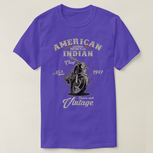 -Amerikaanse motorfiets Indiaan voor de oude motor T-shirt (Design voorkant)
