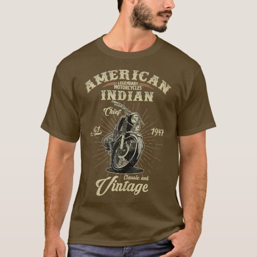 -Amerikaanse motorfiets Indiaan voor de oude motor T-shirt (Voorkant)