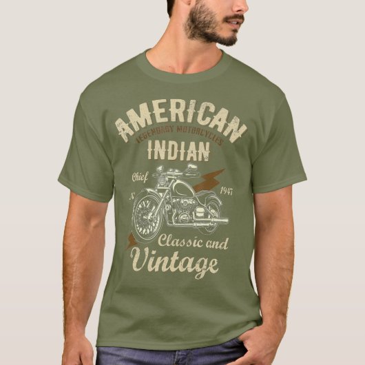 -Amerikaanse motorfiets Indiaas voor oud T-shirt (Voorkant)