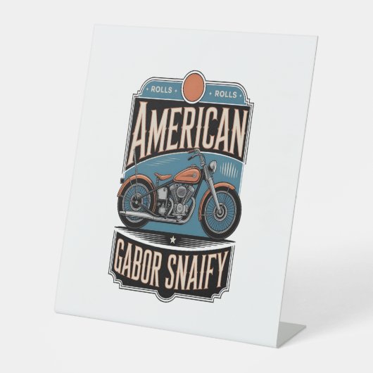 Amerikaanse Motorfiets  Reclamebord Met Voetstuk (Voorkant)