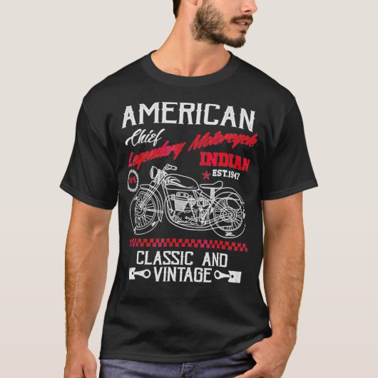 -Amerikaanse motorfietsen Indische oude fietsers T-shirt (Voorkant)