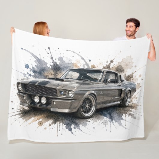 Amerikaanse Muscle Car fleece deken (In situ)