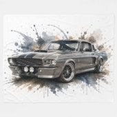 Amerikaanse Muscle Car fleece deken (Voorkant (Horizontaal))