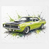 Amerikaanse Muscle Car fleece deken (Voorkant (Horizontaal))