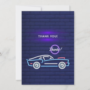 Amerikaanse Muscle Car Neon Verjaardag Bedankkaart