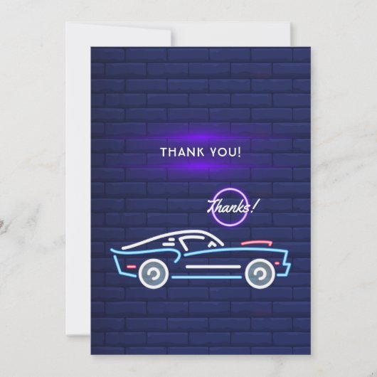 Amerikaanse Muscle Car Neon Verjaardag Bedankkaart (Voorkant)