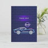 Amerikaanse Muscle Car Neon Verjaardag Bedankkaart (Staand voorkant)
