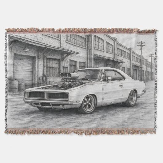 Amerikaanse Muscle Car Worpdeken Deken (Voorkant)