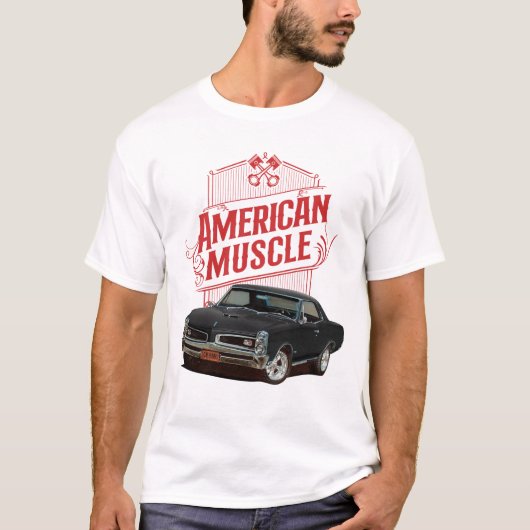 Amerikaanse Muscle Cars in het zwart T-shirt (Voorkant)