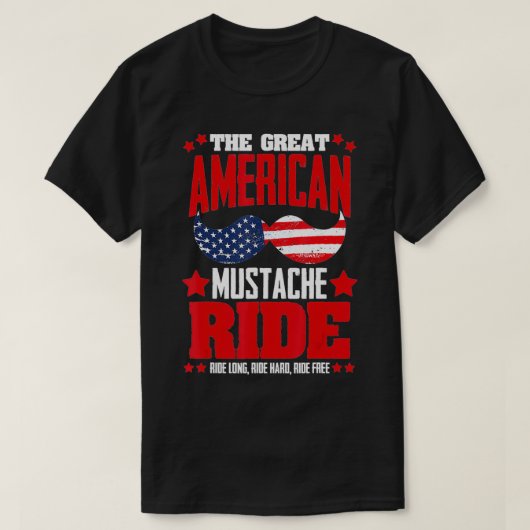 Amerikaanse Mustache Ride 4 juli Patriotic Beard T-shirt (Design voorkant)