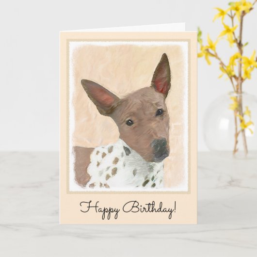 Amerikaanse Naakthond Schilderij - Honden Kunst Kaart (Gele Bloem)