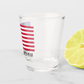 Amerikaanse naam van het witte blauwe logo van de  shot glas (Rechts)