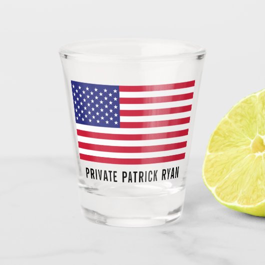 Amerikaanse naam van het witte blauwe logo van de  shot glas (Voorkant)