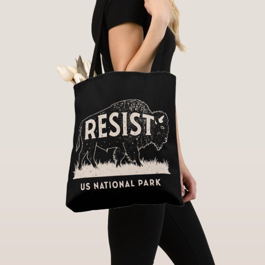 Amerikaanse National Park Resist Service Bison Buf Tote Bag (Dichtbij)
