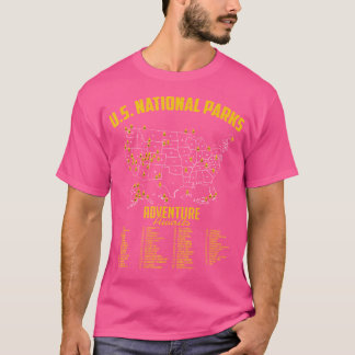 Amerikaanse Nationale Parken Kaart Camping Wandele T-shirt