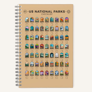 Amerikaanse nationale parken op checklist notitieboek