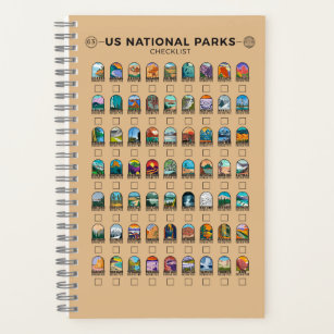 Amerikaanse nationale parken op checklist notitieboek