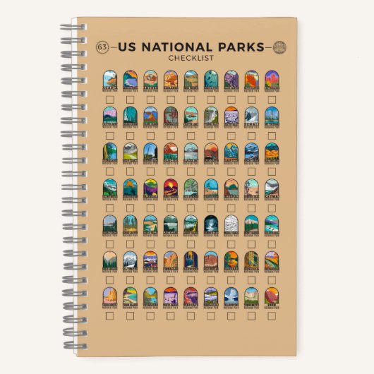 Amerikaanse nationale parken op checklist notitieboek (Voorkant)