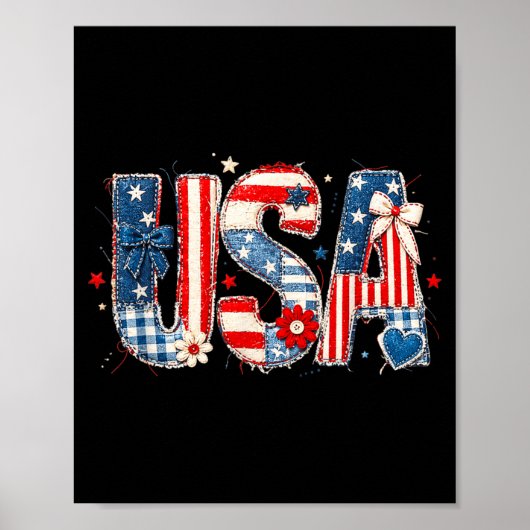 Amerikaanse Nationale Trots Quiltstof Kunstontwerp Poster (Voorkant)