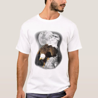 Amerikaanse Natuur Eagle Artwork Moon Sketch Wildl T-shirt
