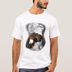Amerikaanse Natuur Eagle Artwork Moon Sketch Wildl T-shirt