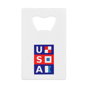 Amerikaanse Nautical Red White Blue Maritime Saili Creditkaart Flessenopener