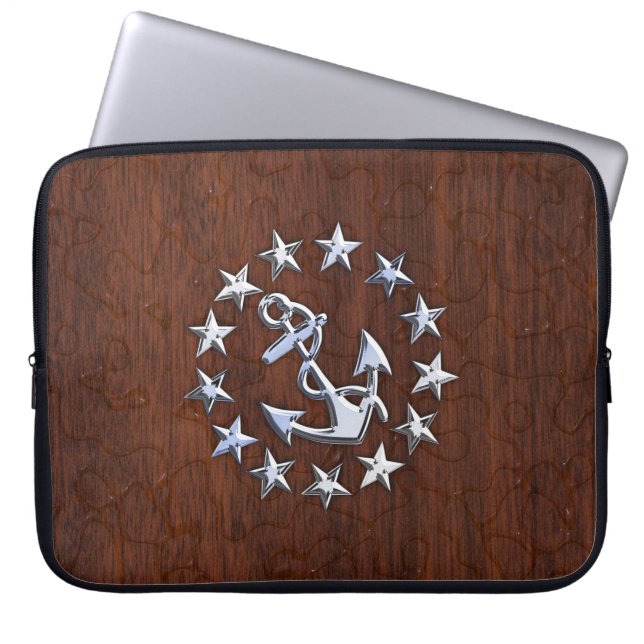 Amerikaanse nautische jachtvlag anker sterren deco laptop sleeve (Voorkant)
